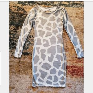 Gray Abrstract Print Dress
